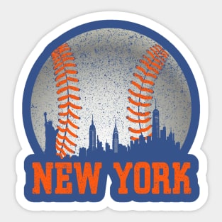 New York NY Skyline Baseball Vintage Met At Gameday Sticker